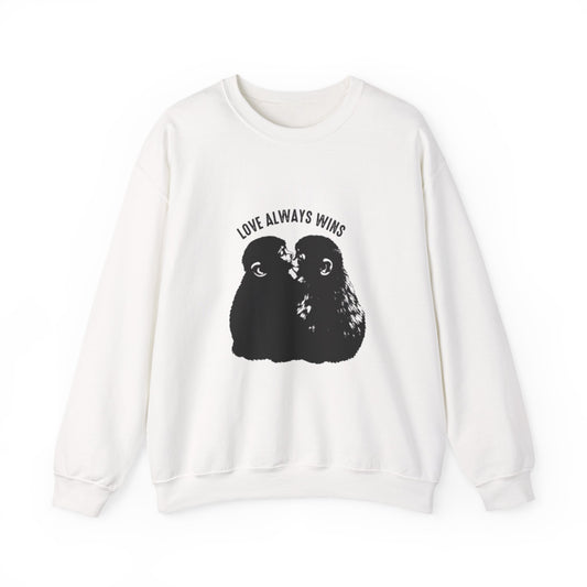 Crewneck Sweatshirt — "Love Always Wins" Monkeys Graphic