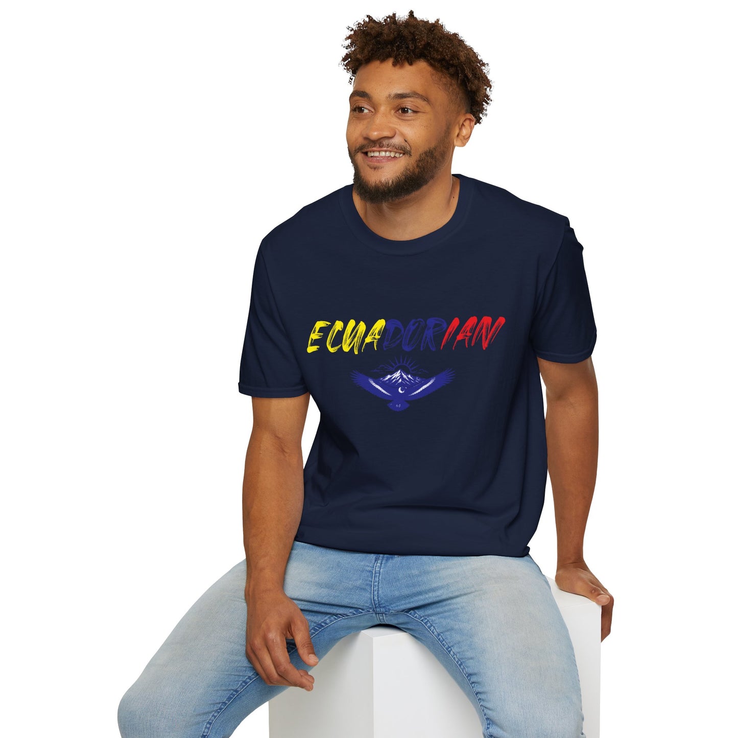 Ecuadorian Flag Script T-Shirt — Ecuador Pride Tee with Andean Condor Graphic