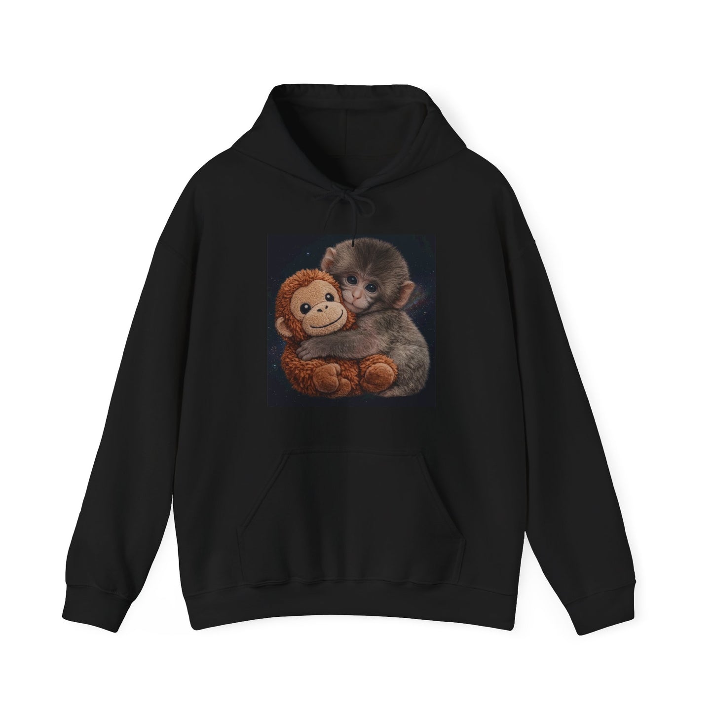 Cute Baby Monkey Hugging Plush Hoodie – Adorable Animal Lover Sweatshirt