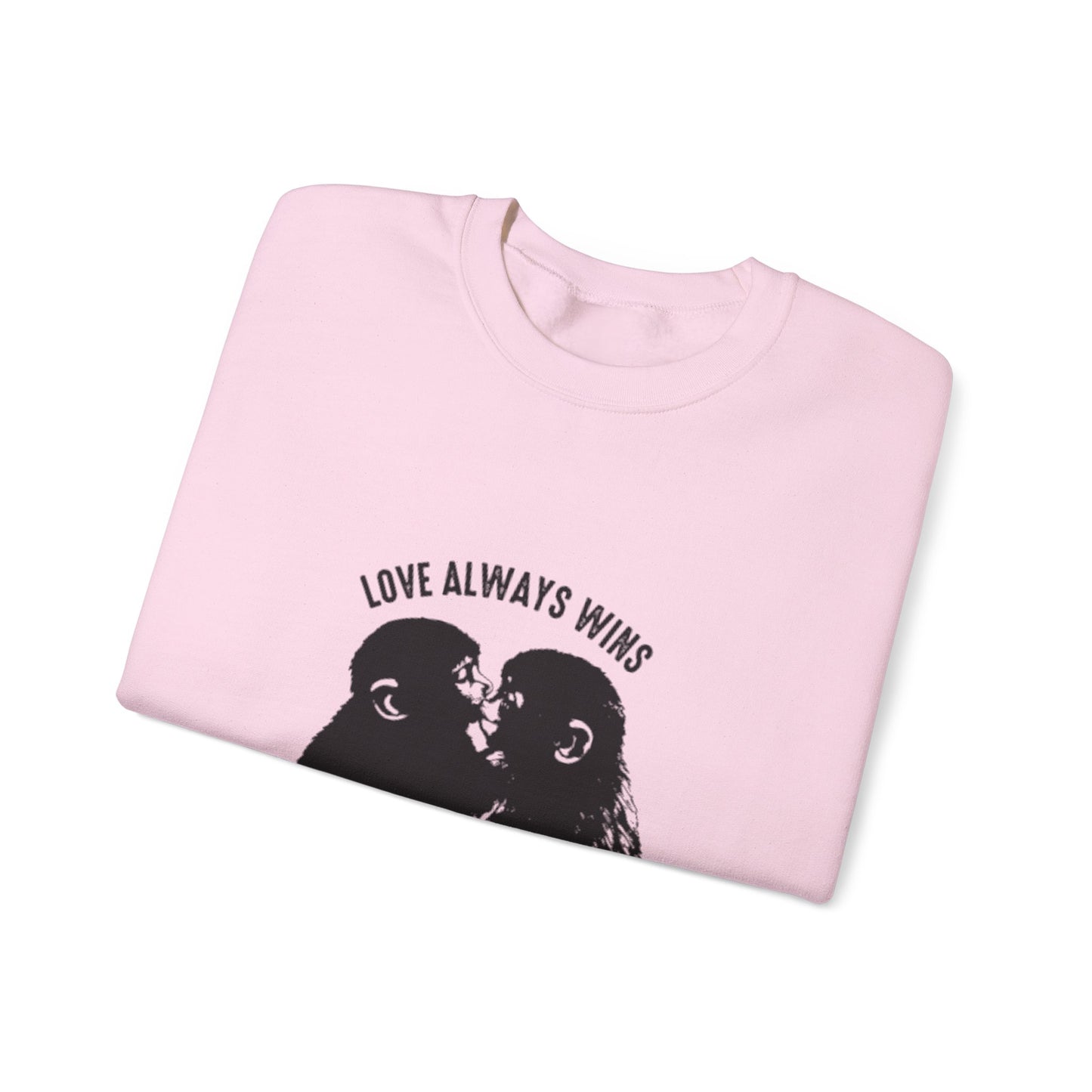 Crewneck Sweatshirt — "Love Always Wins"  Monkeys Graphic