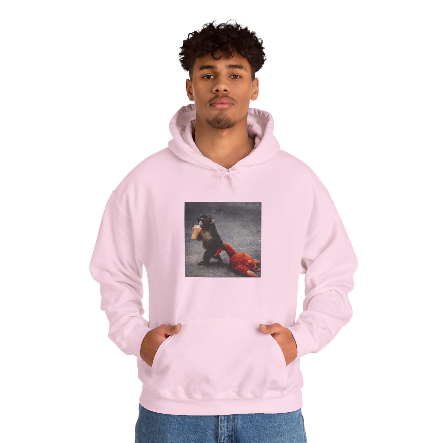 Hoodie — Vintage Monkey with Coffee Print Pullover