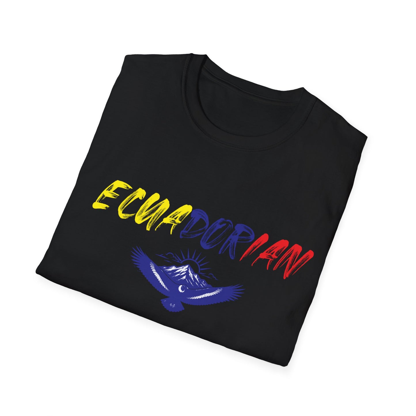 Ecuadorian Flag Script T-Shirt — Ecuador Pride Tee with Andean Condor Graphic