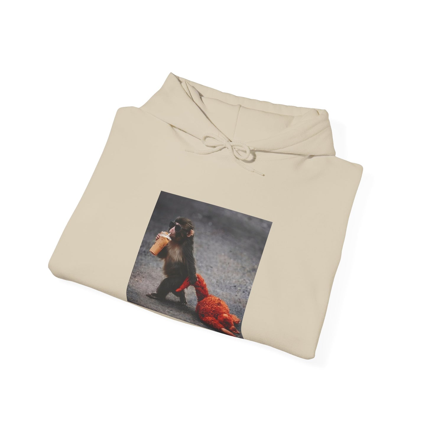 Hoodie — Vintage Monkey with Coffee Print Pullover