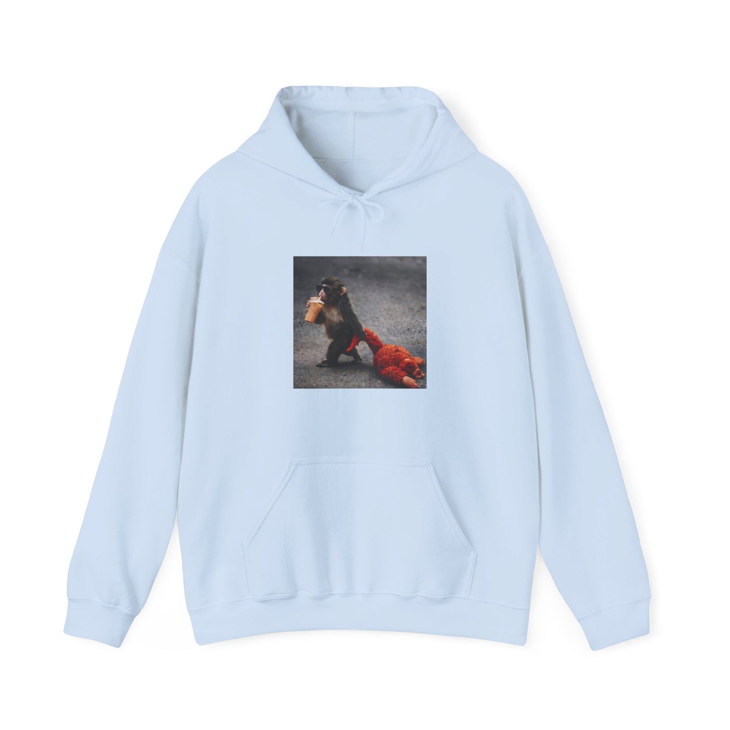 Hoodie — Vintage Monkey with Coffee Print Pullover