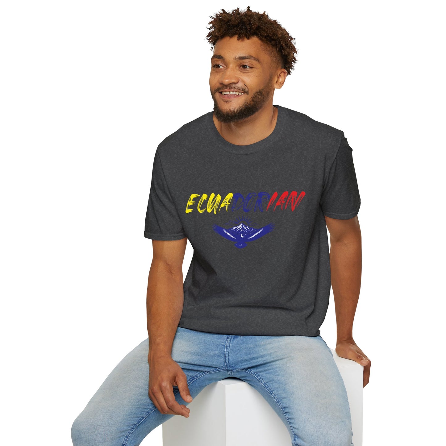 Ecuadorian Flag Script T-Shirt — Ecuador Pride Tee with Andean Condor Graphic