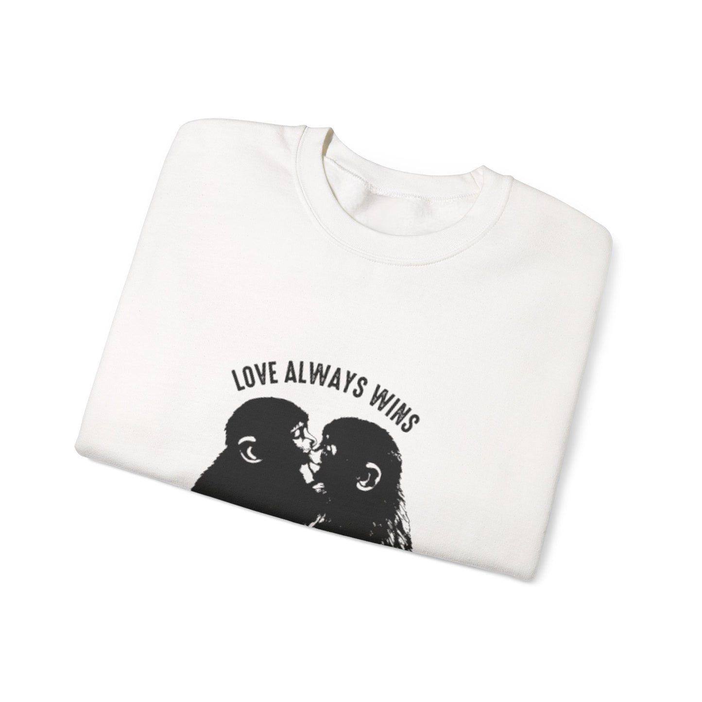 Crewneck Sweatshirt — "Love Always Wins"  Monkeys Graphic