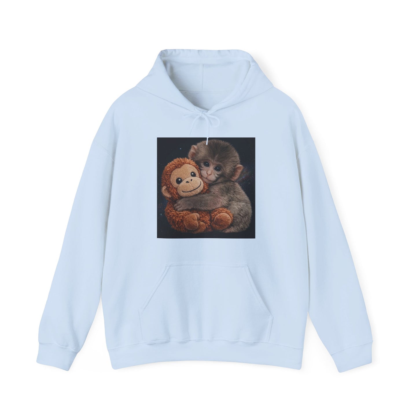 Cute Baby Monkey Hugging Plush Hoodie – Adorable Animal Lover Sweatshirt