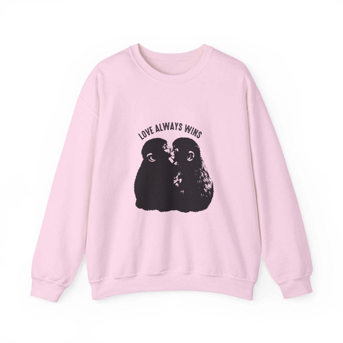 Crewneck Sweatshirt — "Love Always Wins"  Monkeys Graphic