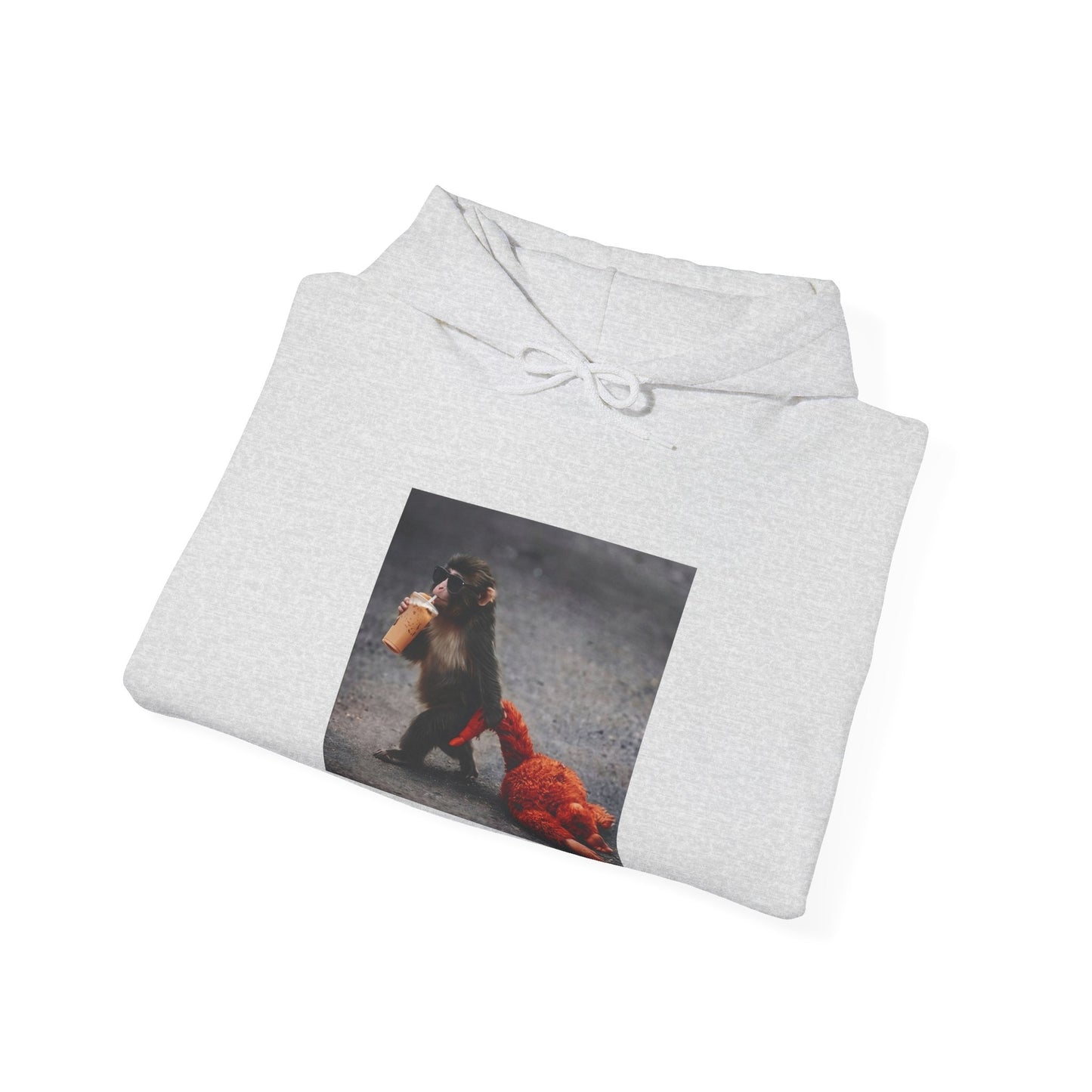 Hoodie — Vintage Monkey with Coffee Print Pullover