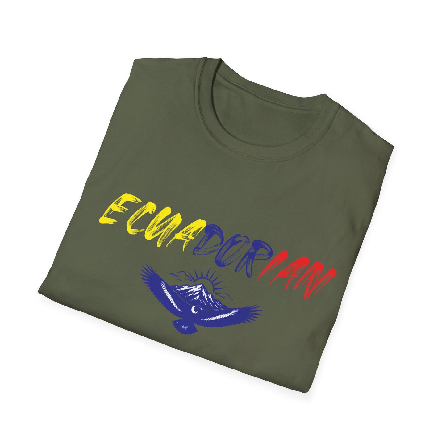 Ecuadorian Flag Script T-Shirt — Ecuador Pride Tee with Andean Condor Graphic