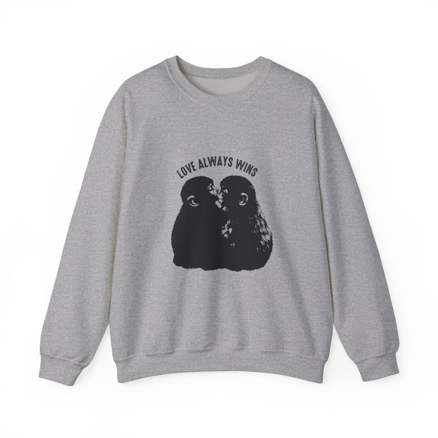 Crewneck Sweatshirt — "Love Always Wins"  Monkeys Graphic