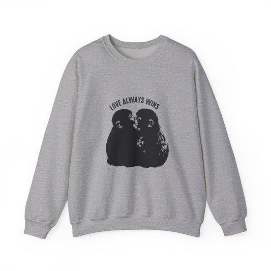 Crewneck Sweatshirt — "Love Always Wins"  Monkeys Graphic