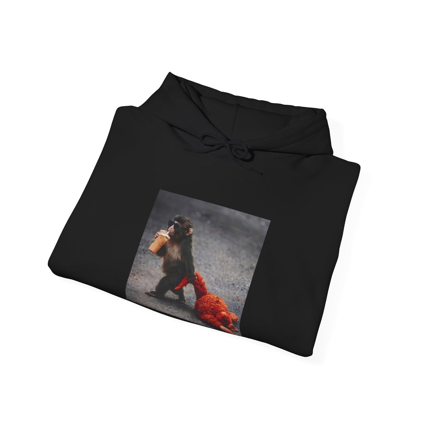 Hoodie — Vintage Monkey with Coffee Print Pullover