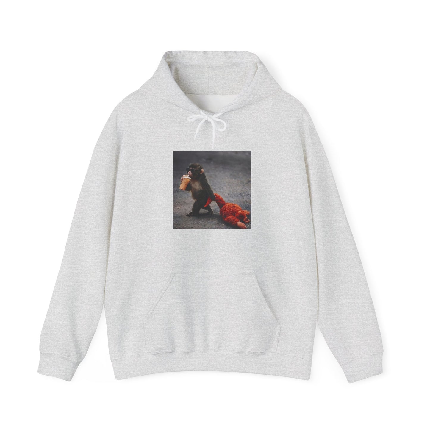 Hoodie — Vintage Monkey with Coffee Print Pullover