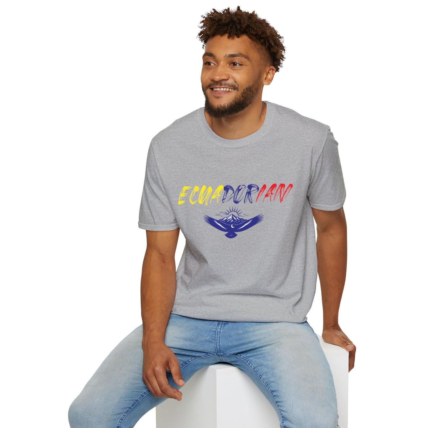 Ecuadorian Flag Script T-Shirt — Ecuador Pride Tee with Andean Condor Graphic