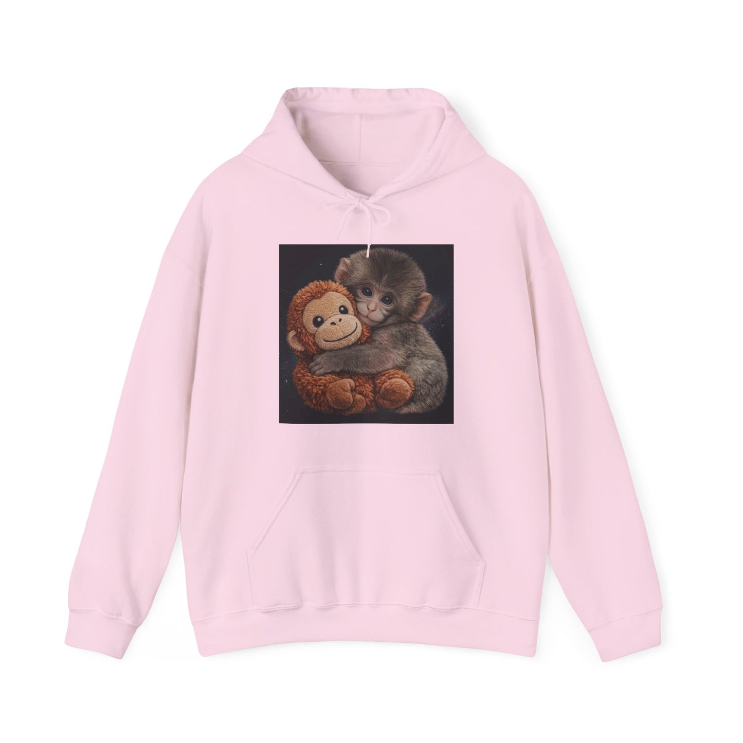 Cute Baby Monkey Hugging Plush Hoodie – Adorable Animal Lover Sweatshirt