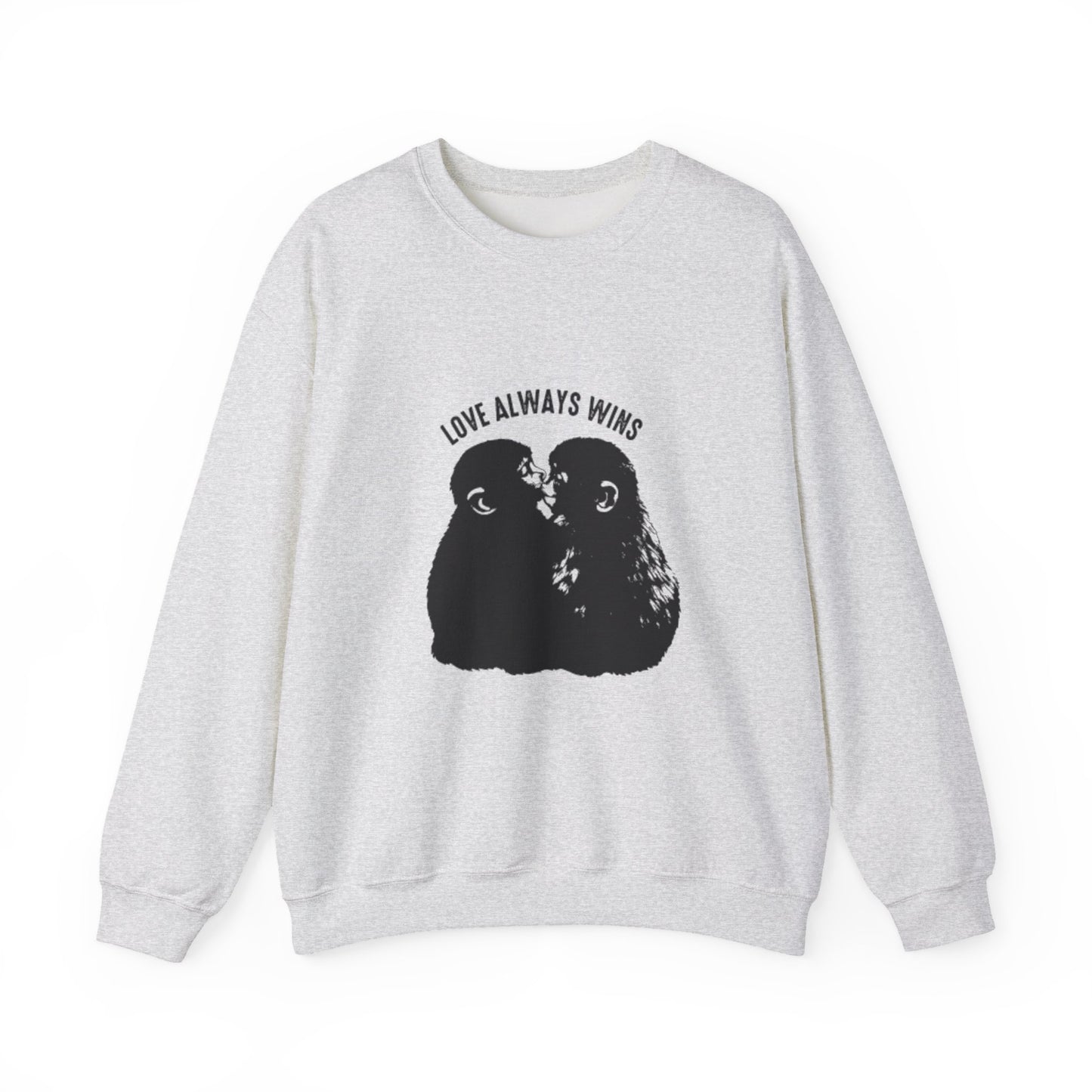 Crewneck Sweatshirt — "Love Always Wins"  Monkeys Graphic