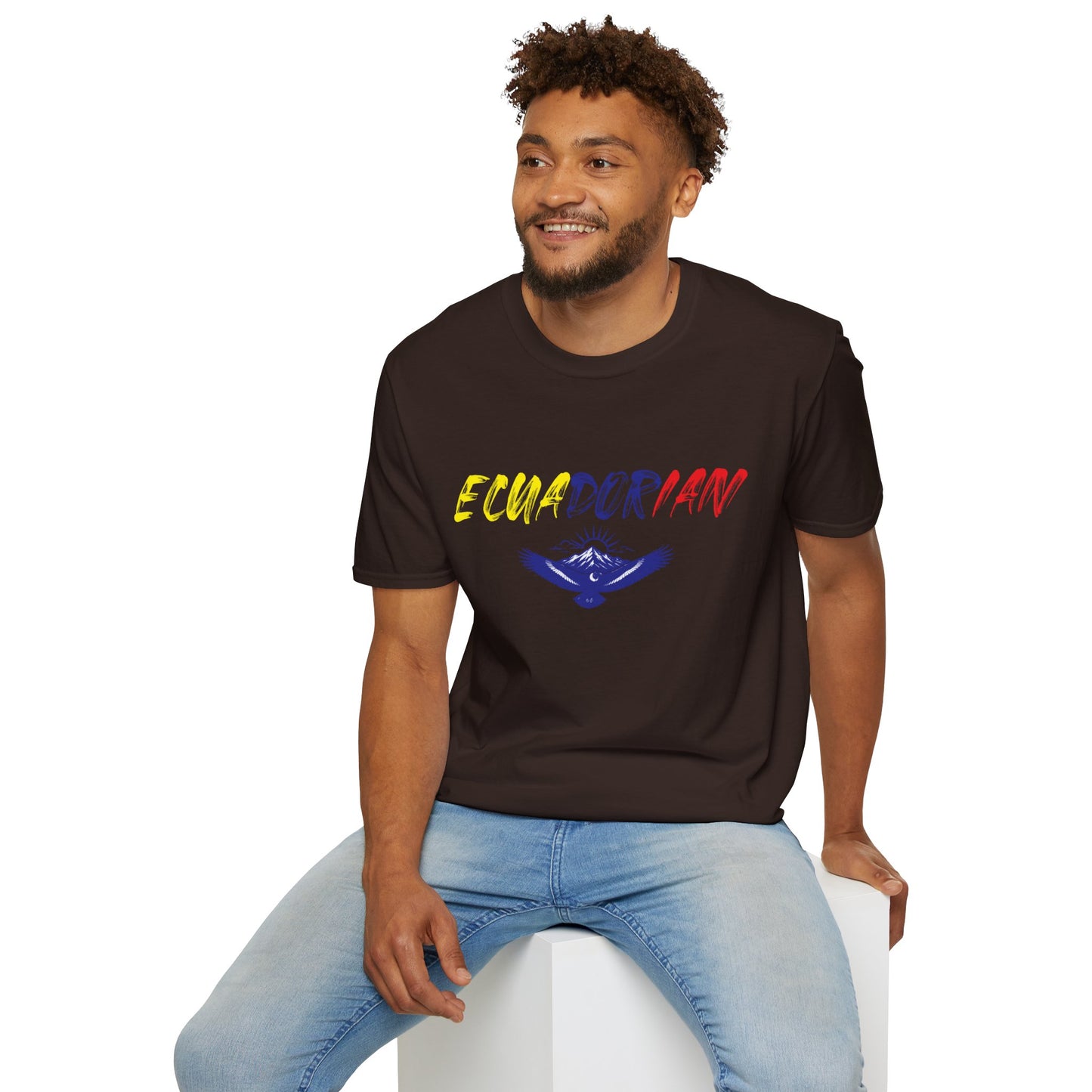 Ecuadorian Flag Script T-Shirt — Ecuador Pride Tee with Andean Condor Graphic