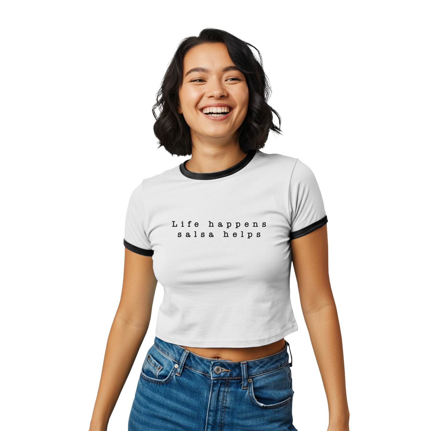 Life Happens Salsa Helps Ringer Tee
