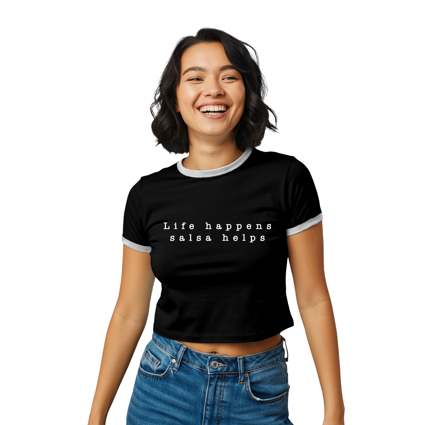 Life Happens Salsa Helps Ringer Tee