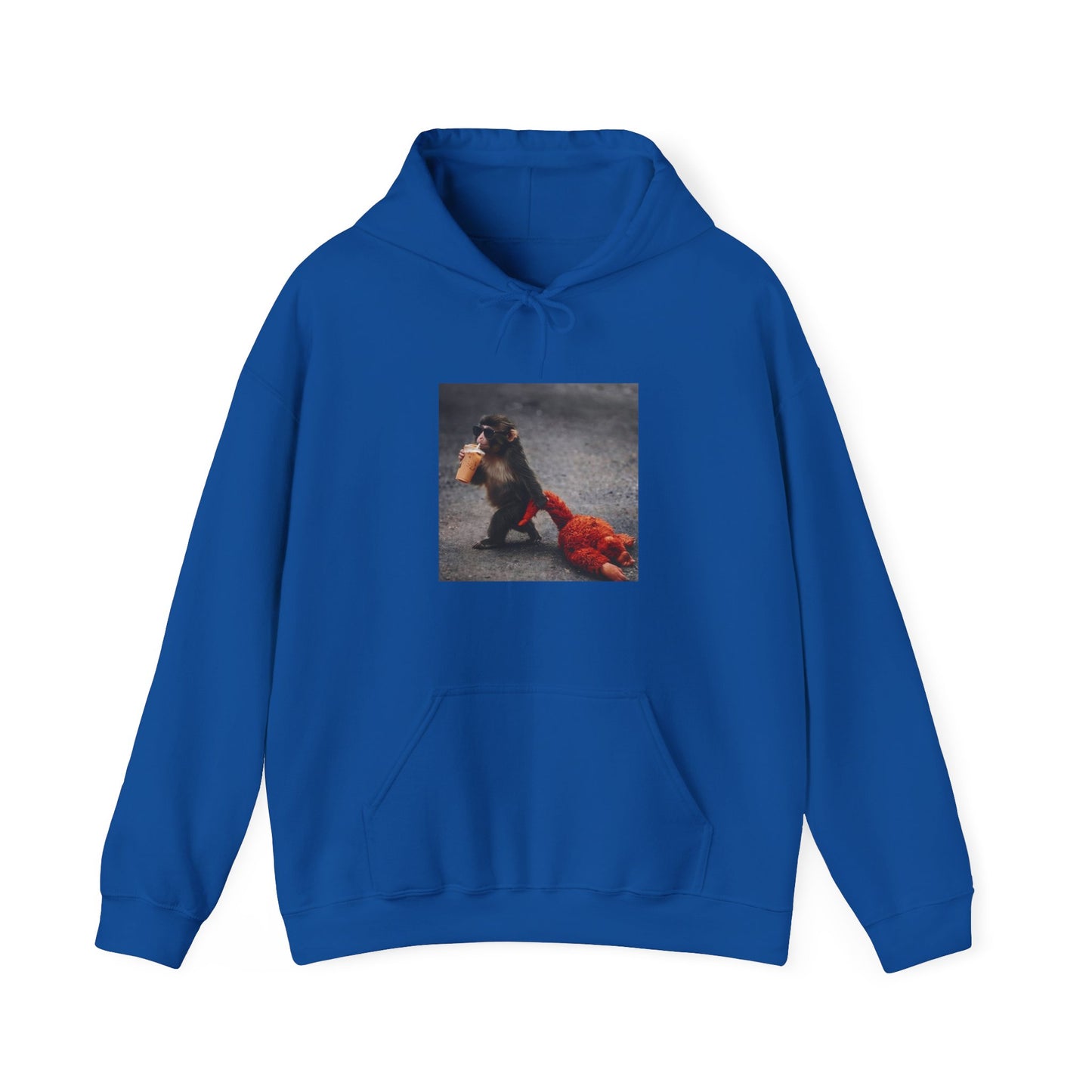 Hoodie — Vintage Monkey with Coffee Print Pullover