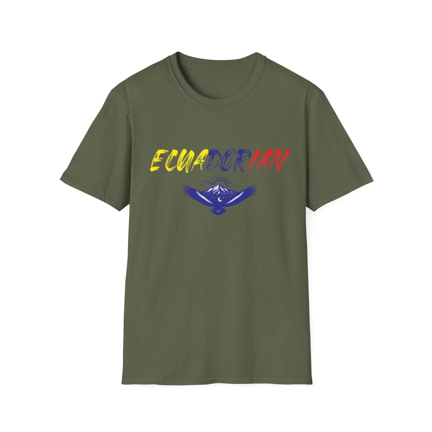 Ecuadorian Flag Script T-Shirt — Ecuador Pride Tee with Andean Condor Graphic