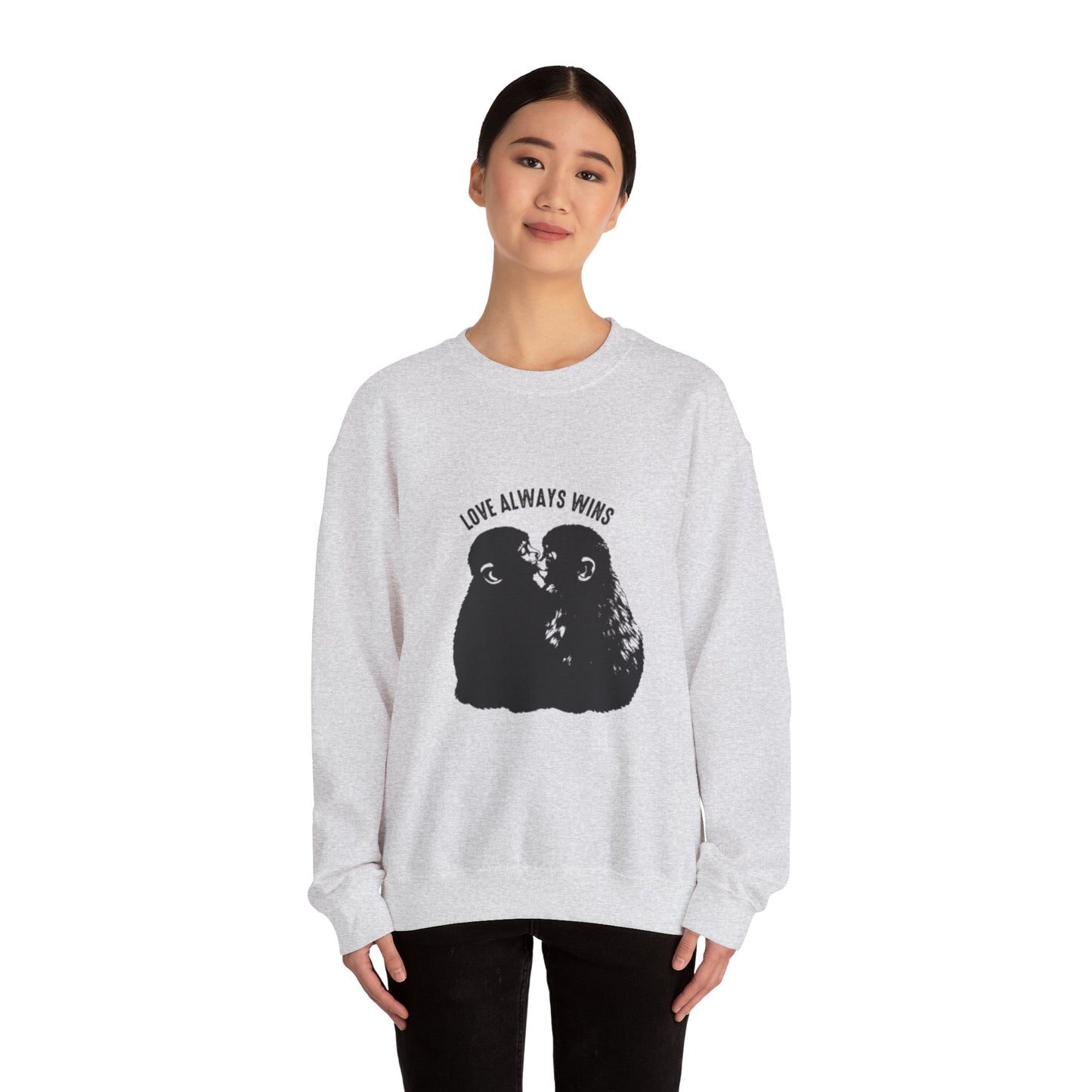 Crewneck Sweatshirt — "Love Always Wins"  Monkeys Graphic