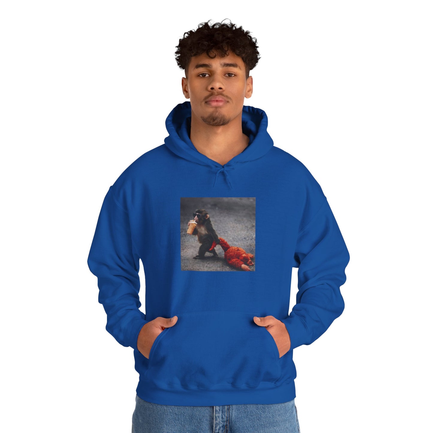 Hoodie — Vintage Monkey with Coffee Print Pullover