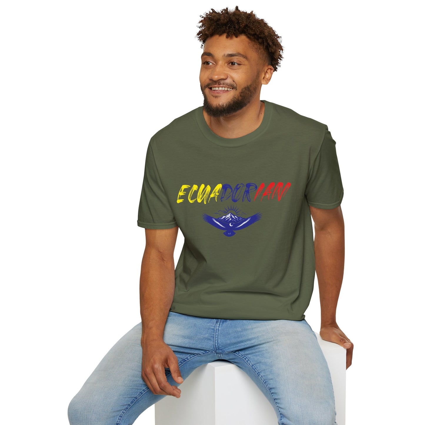 Ecuadorian Flag Script T-Shirt — Ecuador Pride Tee with Andean Condor Graphic