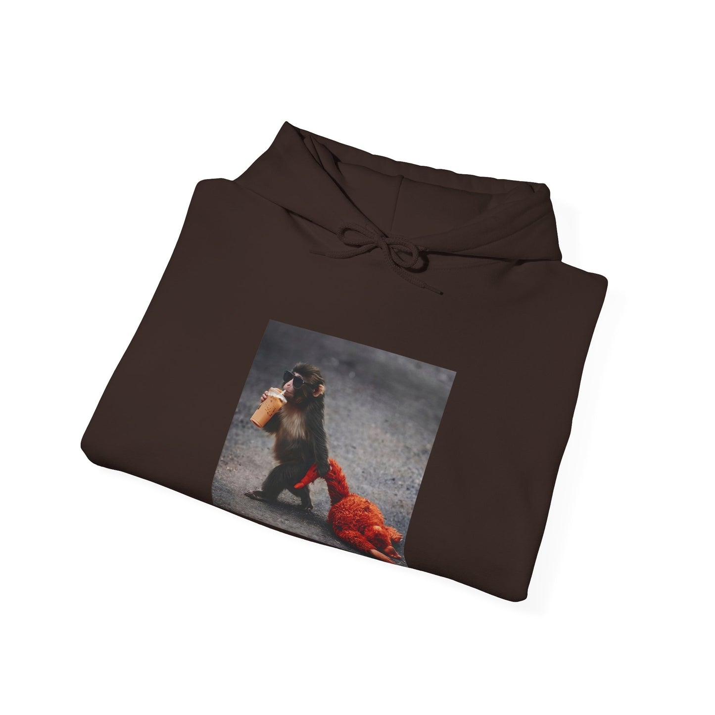 Hoodie — Vintage Monkey with Coffee Print Pullover