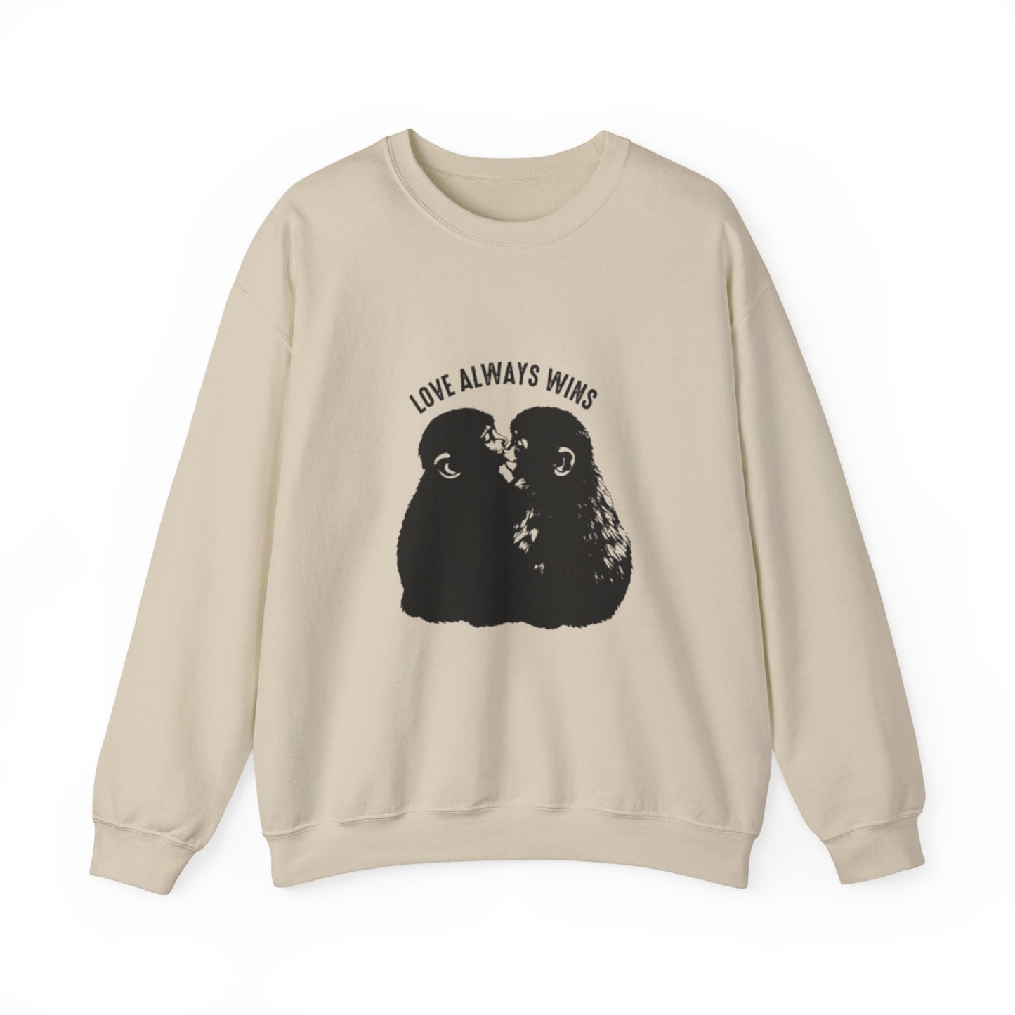 Crewneck Sweatshirt — "Love Always Wins"  Monkeys Graphic