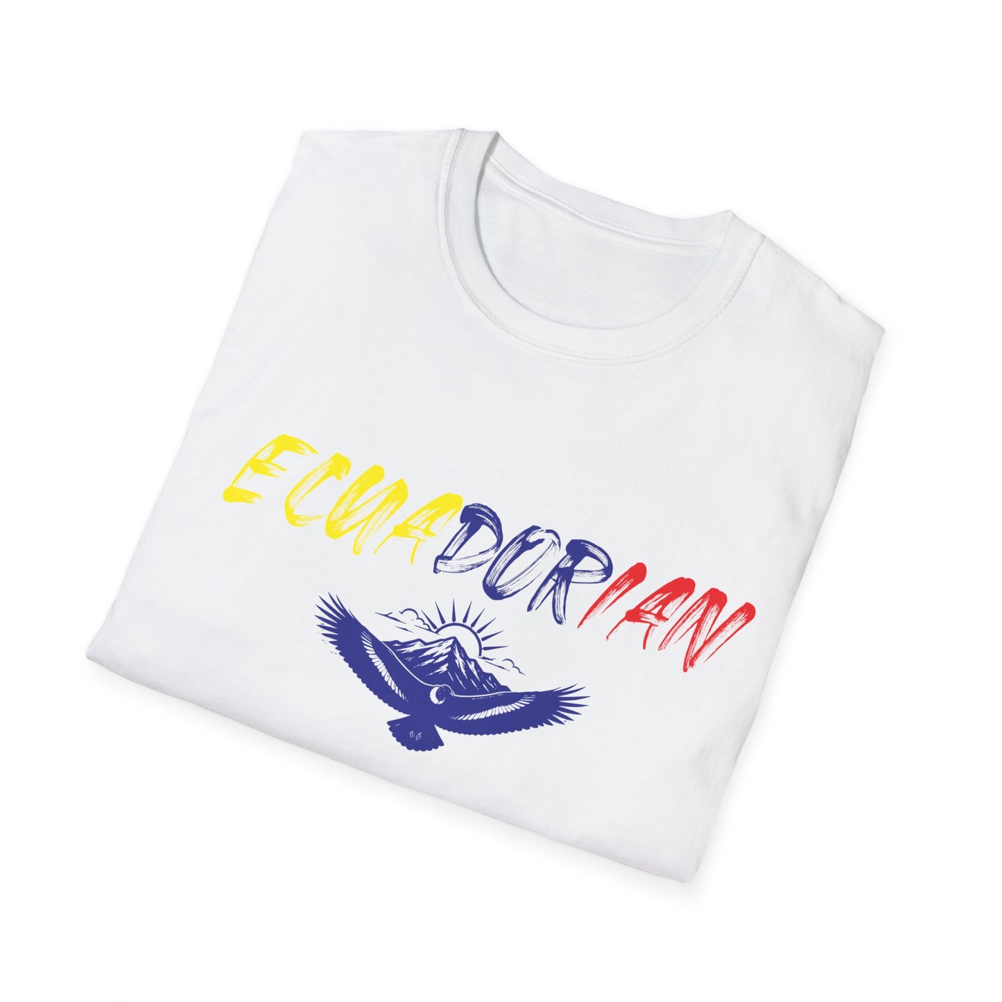 Ecuadorian Flag Script T-Shirt — Ecuador Pride Tee with Andean Condor Graphic