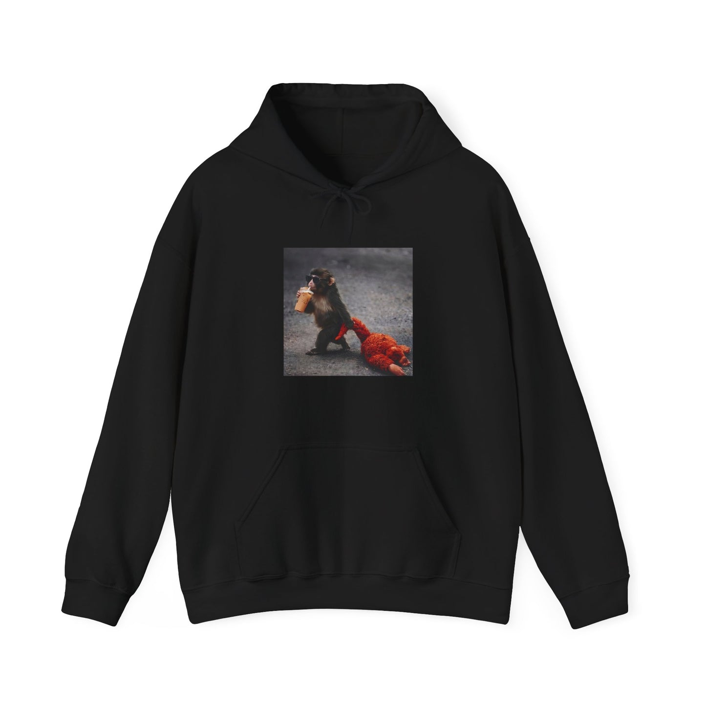 Hoodie — Vintage Monkey with Coffee Print Pullover