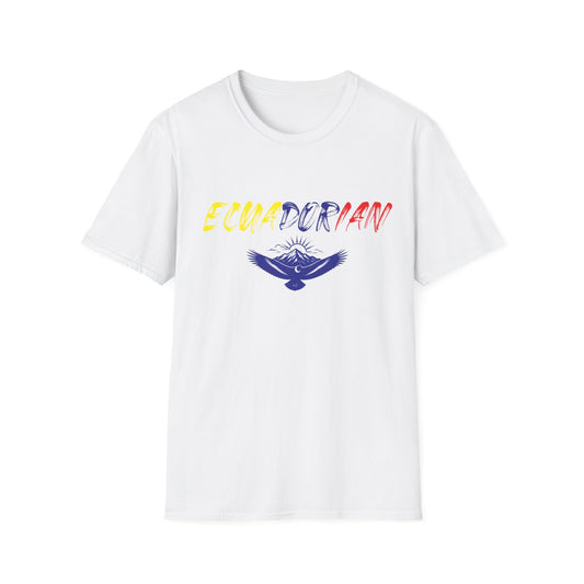 Ecuadorian Flag Script T-Shirt — Ecuador Pride Tee with Andean Condor Graphic