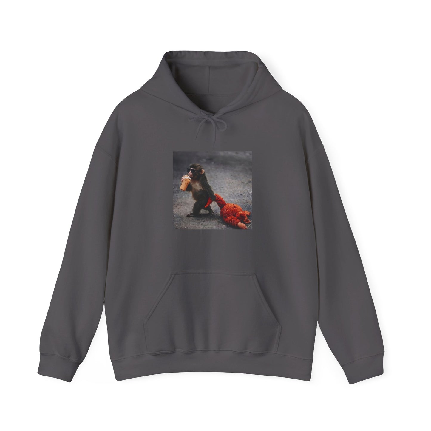 Hoodie — Vintage Monkey with Coffee Print Pullover