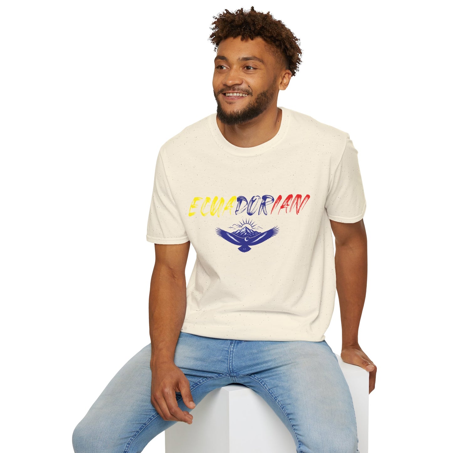 Ecuadorian Flag Script T-Shirt — Ecuador Pride Tee with Andean Condor Graphic