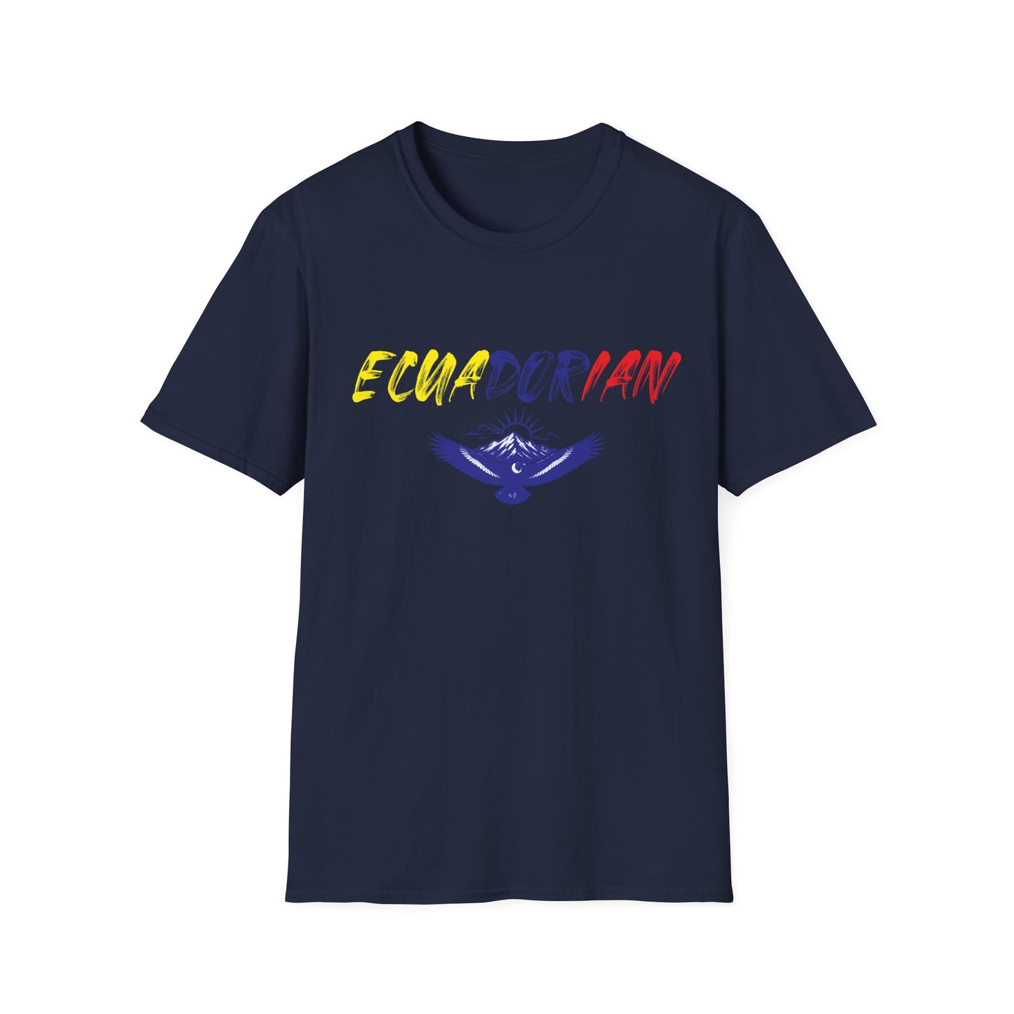 Ecuadorian Flag Script T-Shirt — Ecuador Pride Tee with Andean Condor Graphic