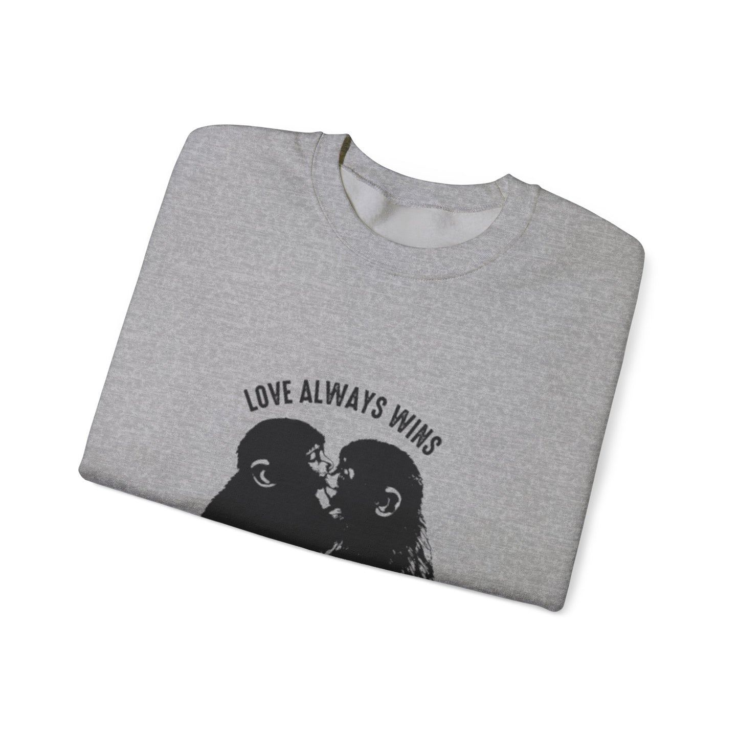 Crewneck Sweatshirt — "Love Always Wins"  Monkeys Graphic