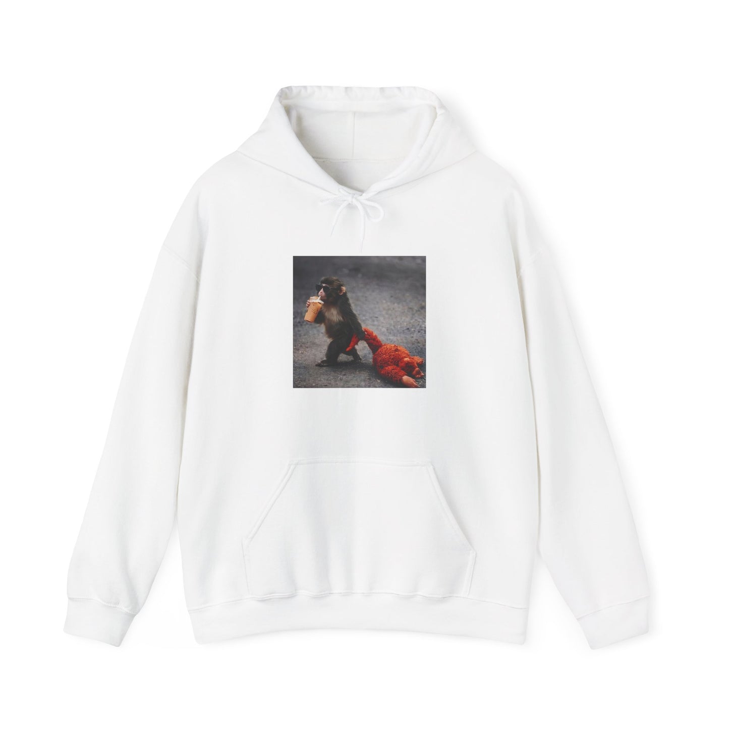 Hoodie — Vintage Monkey with Coffee Print Pullover