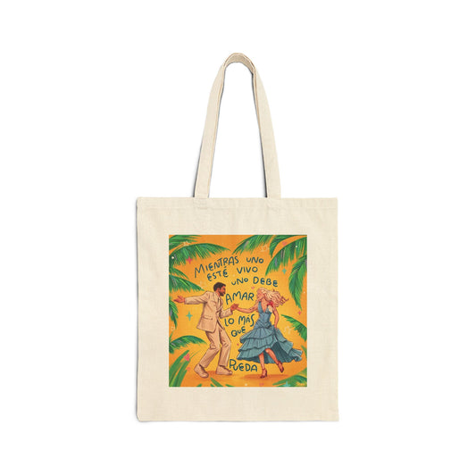 Tote Bag — Spanish Love Quote Tropical Canvas Tote (Mientras Uno Este Vivo...)