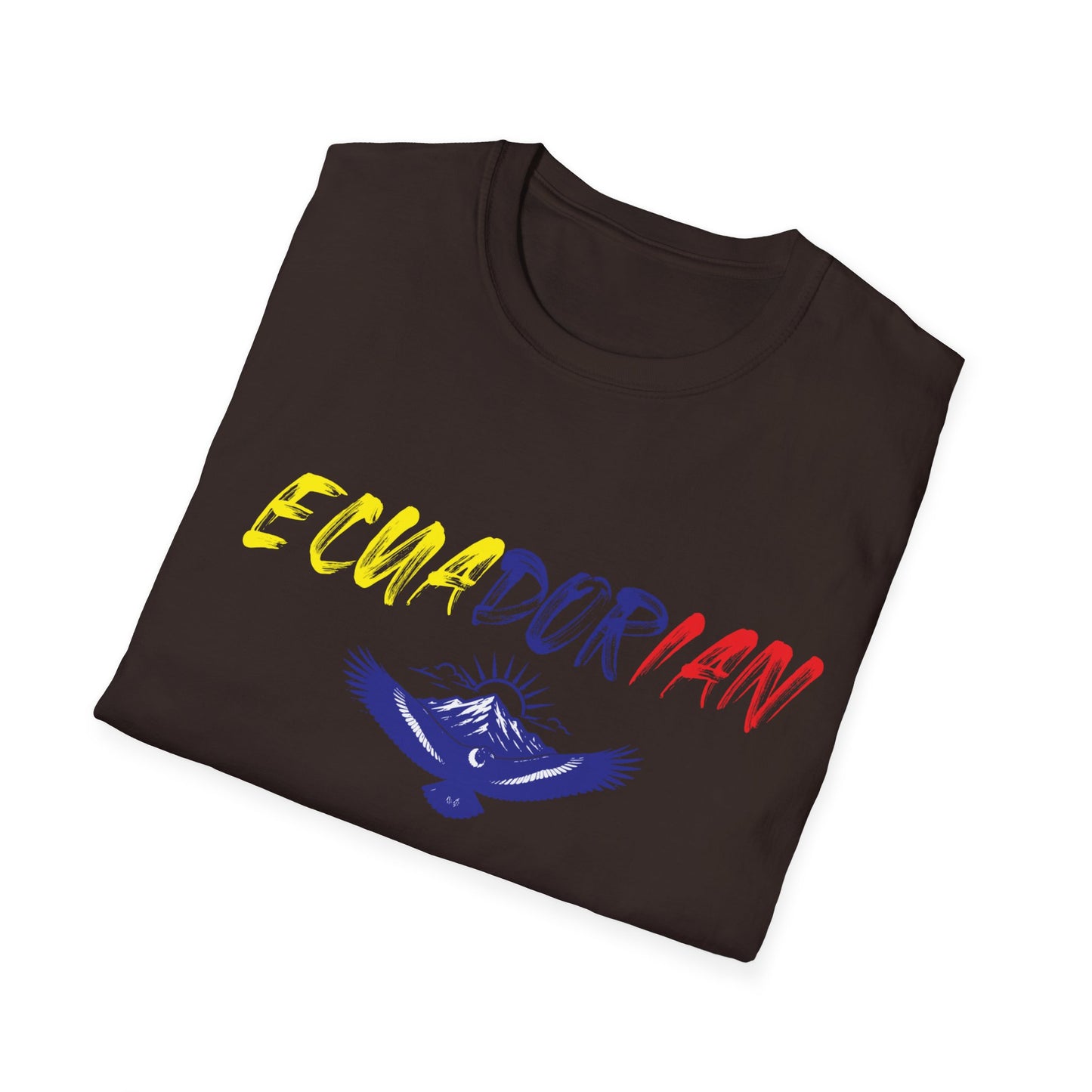 Ecuadorian Flag Script T-Shirt — Ecuador Pride Tee with Andean Condor Graphic