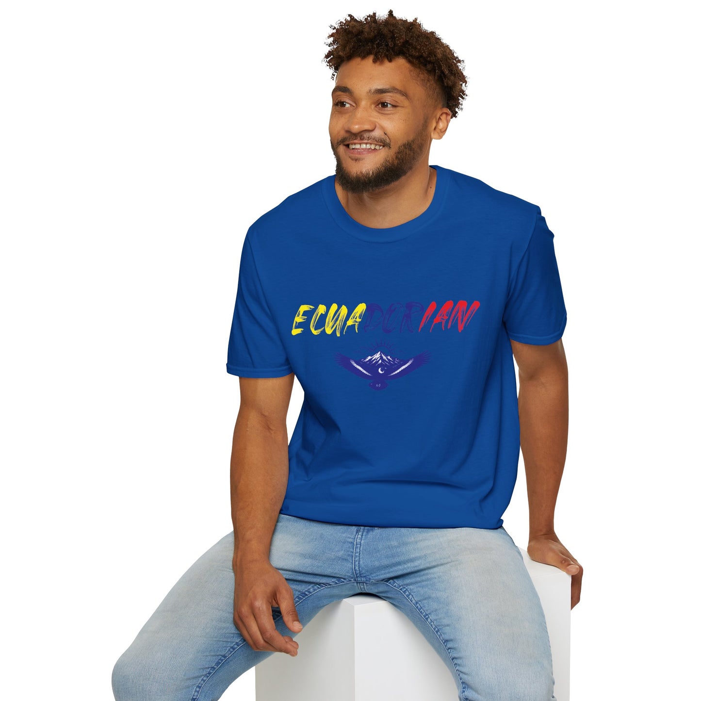 Ecuadorian Flag Script T-Shirt — Ecuador Pride Tee with Andean Condor Graphic