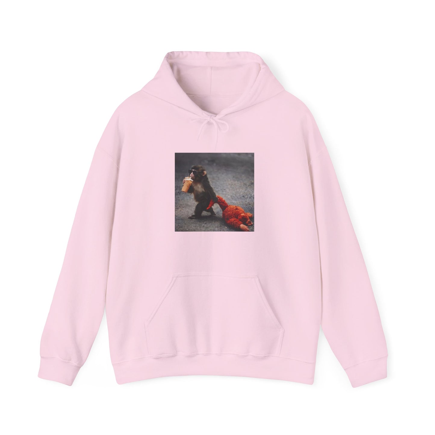 Hoodie — Vintage Monkey with Coffee Print Pullover