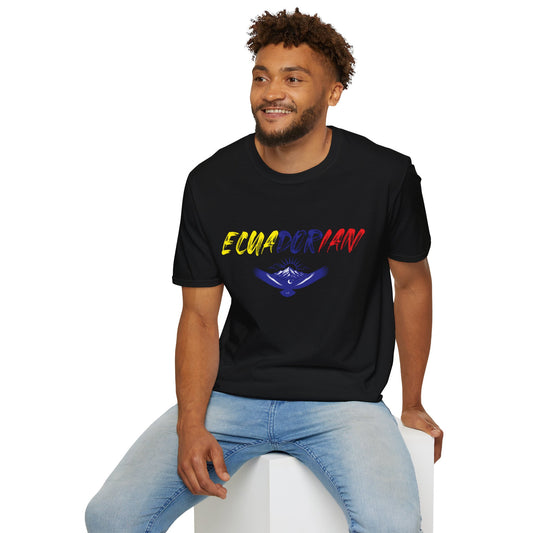 Ecuadorian Flag Script T-Shirt — Ecuador Pride Tee with Andean Condor Graphic